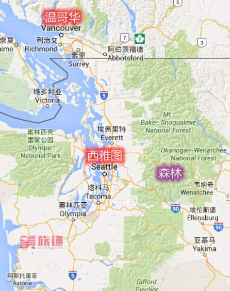 西雅图地图中文版高清图片