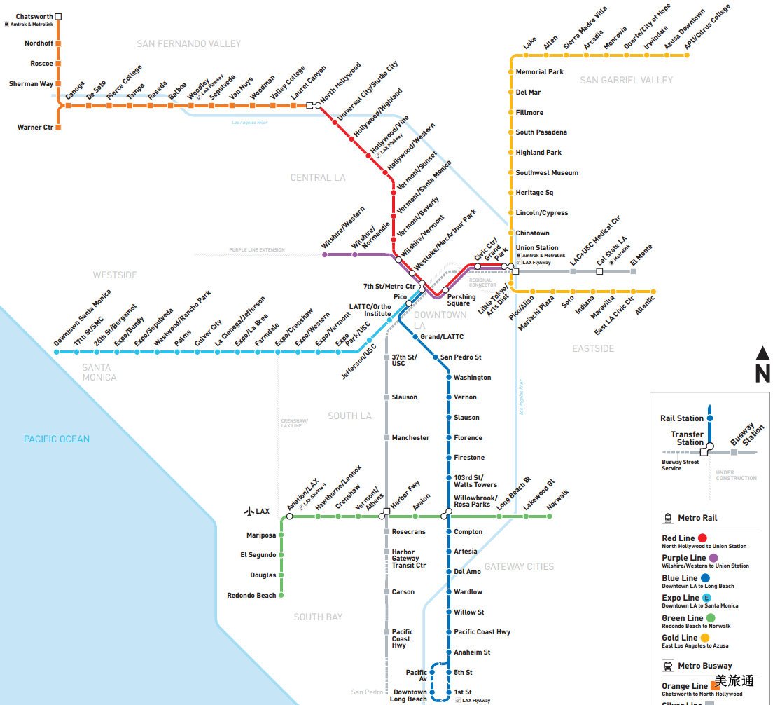 美国洛杉矶捷运地铁线路图_运营时间票价站点_查询下载|地铁图